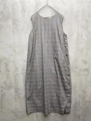 d'un a dix アナディス ノースリーブ サイドボタン チェック ロング ワンピース size38/グレー ■◆レディースのサムネイル