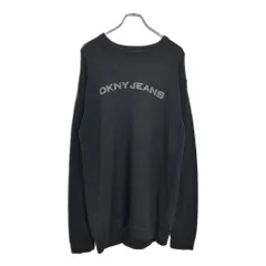 日本製 DKNY JEANS ロゴ セーター ブラック(メンズ XL)中古 古着 U5469のサムネイル