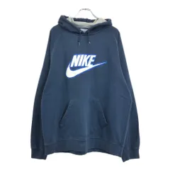 00年代 NIKE ナイキ ロゴ スウェットパーカー ネイビー(メンズ XL)中古 古着 V4077のサムネイル