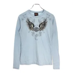 HARLEY DAVIDSON ハーレーダビッドソン 長袖Ｔシャツ モーターサイクル ライトブルー(レディース M)中古 古着 V7849のサムネイル
