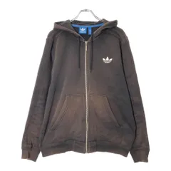 adidas アディダス ワンポイントロゴ サンフェード フルジップ スウェットパーカー スポーツ ブラック(メンズ L)中古 古着 X0321のサムネイル