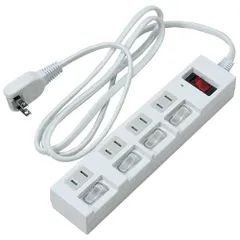 ヤザワ Y02BKS452WH ホワイト 個別集中スイッチ付節電タップ4個口 2m Y02BKS452WHのサムネイル