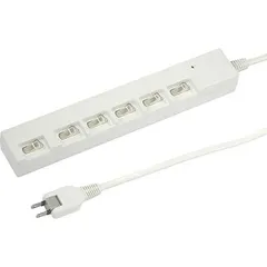 ヤザワ 横差し個別スイッチ付節電タップ 6個口 横挿し 2m Y02YBKS662WH ホワイト Y02YBKS662WHのサムネイル