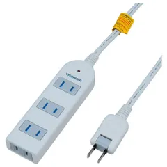 ヤザワ Y02KS402WH ホワイト 雷サージ付延長コード・タップ 4個口 上挿し3・横挿し1 2m Y02KS402WHのサムネイル