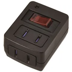ヤザワ Y02FUBHKS210BK ブラック 雷ガード・ブレーカー機能付き省エネタップ2個口 Y02FUBHKS210BKのサムネイル
