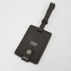 TAKEO KIKUCHI タケオキクチ ネームタグ　パスケース USED品 ダークブラウン レザー ロゴ X9544 のサムネイル