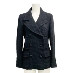 CHANEL(シャネル) コート サイズ38 M レディース美品  - P18440 黒 長袖/ツイード/ショート丈/冬/秋 ウールのサムネイル