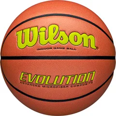 ウイルソン Wilson バスケット EVOLUTION ゲームボール オレンジ/オプティカルイエロー NFHS承認 7号球 フープ 屋内 男子 中学生 高校生 大学生 一般 NBA 合成皮革 部活  0595XB0703 オレンジ/オプティカルイエのサムネイル