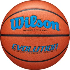 ウイルソン Wilson バスケット EVOLUTION ゲームボール オレンジ/ロイヤル NFHS承認 7号球 フープ ケイジャー 屋内 男子 中学生 高校生 大学生 一般 NBA 合成皮革 部活  0595XB0704 オレンジ/ロイヤルのサムネイル