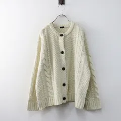 美品 イチ ichi ウールブレンド クルーネック ケーブル編みニットカーディガン アイボリー┃羽織 ハオリ ざっくり【2400015028255】のサムネイル