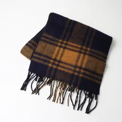 近年モデル グリーンレーベルリラクシング UNITED ARROWS green label relaxing フリンジ チェック マフラー ｜ネイビー 【2400015029665】のサムネイル