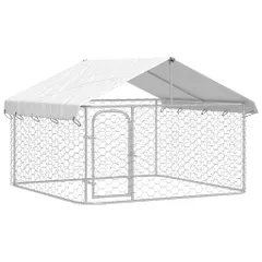 vidaXL ペットサークル 犬 サークル ペットフェンス 屋外用 大型犬用 犬小屋 室外用 屋根付き 200x200x150cmのサムネイル