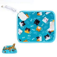 ペットヒーター 小動物用ホットカーペット 猫 犬 ペット用 ヒーターマット ペット用ホットカーペット 漏電防止 難燃性 USB給電式 カバー 寒さ対策 20*28cm 犬 猫 ハムスター ハリネズミなどの小型動物対応のサムネイル