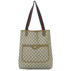 本物 グッチ GUCCI オールドグッチ シェリーライン GGスプリーム ショルダーバッグ トートバッグ ベージュ Shelly Line バッグ 中古・