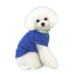 新品 Kingsie 犬服 Tシャツ 夏用 犬の服 可愛い ストライプ ベスト ドッグウェア 中小型犬 猫 ペット服 春夏秋 お出かけ 散歩 (XL ブルー)のサムネイル