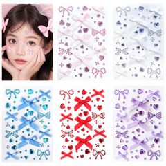 This brand new 5-piece rhinestone sticker set is easy to apply and includes heart, ribbon, and flashing designs. These 3D glitter stickers are perfect for dancing, makeup, DIY supplies, nail art, crafts, and holiday gifts.