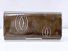 美品　Cartier　カルティエ　ハッピーバースデー　エナメルレザー　小銭入れ付き　二つ折り長財布　ブラウンのサムネイル