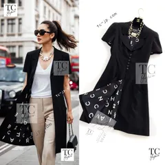 シャネル ヴィンテージ コート CHANEL ブラック シルク CCロゴ ジャケット 裏地 CCロゴ柄 カール・ラガーフェルド 貴重 36のサムネイル