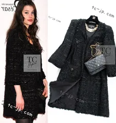 シャネル カーディガン コート CHANEL ブラック メタリック ツイード カール・ラガーフェルド 超美品 38のサムネイル