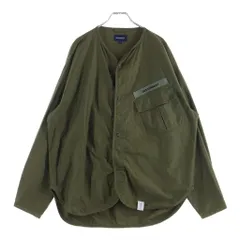 DESCENDANT (ディセンダント) 20AW REMNANTS SATIN LS SHIRT サテン ノーカラー長袖シャツ カーキのサムネイル