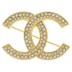 CHANEL (シャネル) ココマーク ラインストーンブローチ ピンバッジ ゴールド GPのサムネイル