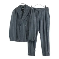 HUGO BOSS (ヒューゴボス) ストライプ柄 セットアップスーツ ダブルブレスト ウールテーラードジャケット 1タック スラックスパンツ グレー 10229122のサムネイル