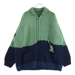 DESCENDANT (ディセンダント) 24AW DAWN COWICHAN SWEATER ダウンカウチンニット ジップアップセーター グリーン/ネイビーのサムネイル