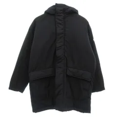 パーソンズ PERSON'S 中綿コート フード ひざ丈 M 紺 ネイビー 黒 ブラック /FFのサムネイル