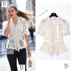 シャネル ブラウス カーディガン トップス CHANEL ベージュ アイボリー カメリア シルク リネン カール・ラガーフェルド 50万 超美品 34のサムネイル