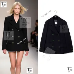 シャネル ヴィンテージ ジャケット コート CHANEL ブラック ココボタン ウール ダブ 100万 定番 人気 カール・ラガーフェルド 超美品 42のサムネイル
