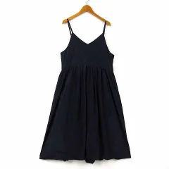 グローブ grove キャミワンピース ギャザー 切替 ロング M ダークネイビー