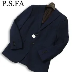 P.S.FA パーフェクトスーツファクトリー 春夏 背抜き★ ストライプ テーラード ジャケット Sz.88Y4 メンズ ネイビーのサムネイル