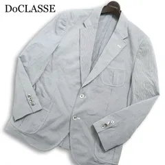 DoCLASSE ドゥクラッセ 春夏★ シアサッカー ストライプ アンコン 背抜き テーラード ジャケット ブレザー Sz.L メンズのサムネイル