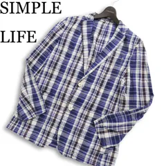 SIMPLE LIFE シンプルライフ レナウン 春夏★ チェック アンコン テーラード ジャケット ブレザー Sz.L メンズのサムネイル