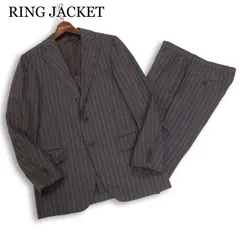 RING JACKET リングヂャケット 春夏 背抜き★ ストライプ セットアップ スーツ 日本製 Sz.46 メンズ グレー ビジネスのサムネイル