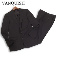 VANQUISH ヴァンキッシュ 春夏 背抜き★ シャドーストライプ スリム スーツ セットアップ Sz.42 メンズ 黒のサムネイル