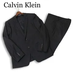Calvin Klein カルバンクライン 春夏 背抜き★ ストレッチ ストライプ セットアップ スーツ Sz.38/32 メンズ 黒 ビジネスのサムネイル