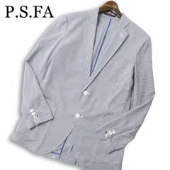P.S.FA パーフェクトスーツファクトリー 春夏★ ストレッチ チェック テーラード ジャケット 大きいサイズ Sz.LL メンズのサムネイル