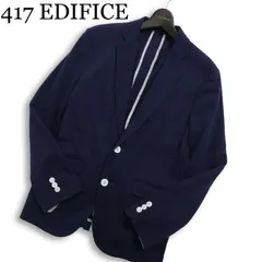 417 EDIFICE エディフィス 春夏★ 背抜き 鹿の子 アンコン  テーラード ジャケット ブレザー Sz.M メンズ 紺 ネイビーのサムネイル
