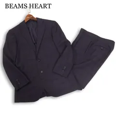 BEAMS HEART ビームス ハート 春夏 背抜き★ チェック柄 セットアップ スーツ Sz.46 メンズ ネイビー ビジネスのサムネイル