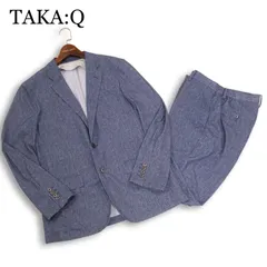 TAKA:Q タカキュー 春夏 ウォッシャブル★ 総柄プリント ストレッチ アンコン セットアップ スーツ Sz.L メンズ ビジカジのサムネイル