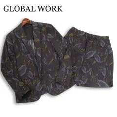 GLOBAL WORK グローバルワーク 春夏★ 総柄 ボタニカル柄 アンコン ジャケット&ショート パンツ セットアップ Sz.S メンズのサムネイル