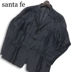 santa fe サンタフェ 春夏★ 麻 リネン混 アンコン サファリ テーラード ジャケット Sz.50 メンズ 灰 グレー 大きいサイズのサムネイル
