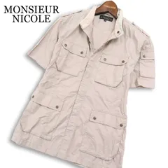 MONSIEUR NICOLE ムッシュ ニコル 春夏★ 半袖 サファリ ミリタリー ジャケット Sz.46 メンズのサムネイル