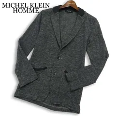 MICHEL KLEIN HOMME ミッシェルクラン オム 春夏★ リネン ラペル切替 千鳥 アンコン テーラード ジャケット Sz.46 メンズのサムネイル