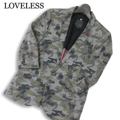LOVELESS ラブレス 春夏 背抜き★ 伊製生地 7分袖 迷彩 カモフラ 総柄 テーラード ジャケット ブレザー 日本製 Sz.S メンズのサムネイル