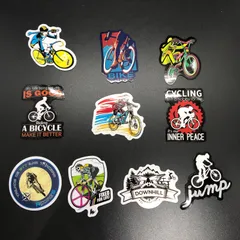 防水ステッカー　10枚セット　ロードバイク　マウンテンバイク　自転車　BIKE　シールセット　iPhoneやスマホケース、MacBookに最適！　　輸入雑貨　レトロ　.(STK008)のサムネイル