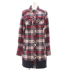 トミーガール tommy girl シャツワンピース ジャケット フランネル M 赤 レッド 紺 ネイビー チェック柄 長袖 ダブルジップ /SD ■GY74のサムネイル