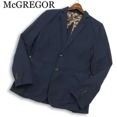McGREGOR マクレガー 春夏★ 背抜き エルボーパッチ アンコン テーラード ジャケット Sz.L メンズ 紺 ネイビーのサムネイル