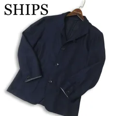 SHIPS シップス 春夏★ カラミ アンコン スタンドカラー ジャケット 日本製 Sz.M メンズ 紺 ネイビーのサムネイル